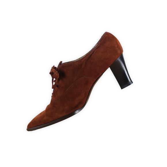 Vintage Bruno Magli Brown Suede Heel Booties - Size 9.5 - Picture 1 of 7